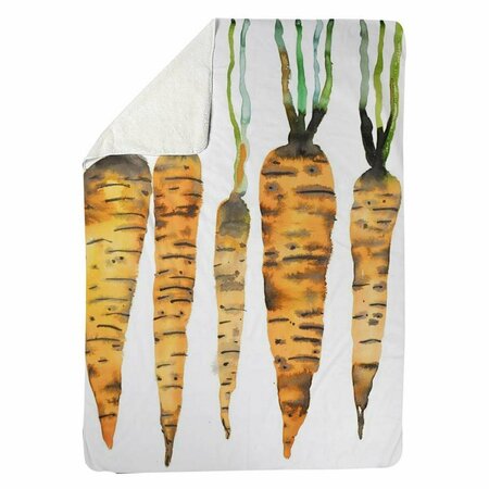 BEGIN HOME DECOR 60 x 80 in. Watercolor Carrots-Sherpa Fleece Blanket 5545-6080-GA106